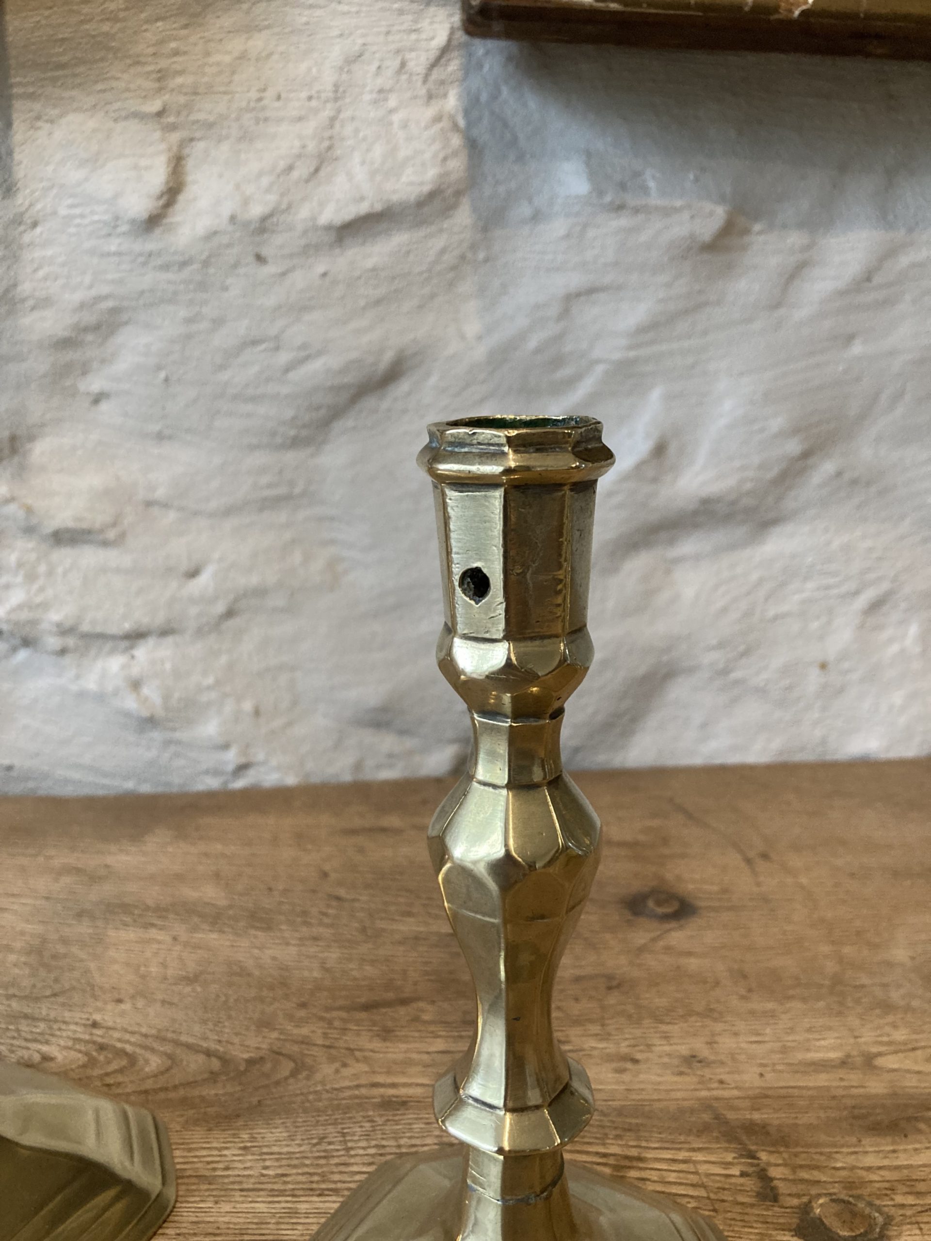 Pair Of Georgian Antique Push Up Brass Candlesticks