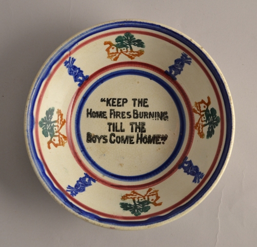 Scottish spongeware bowl "keep the home fire burning" Sold